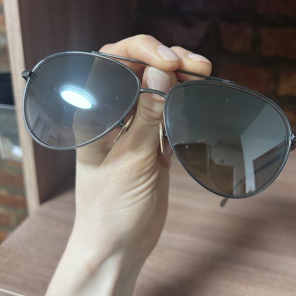 Isabel Marant Metal Aviator Sunglasses in Washed Black/Moss Green - Picture 4 of 10